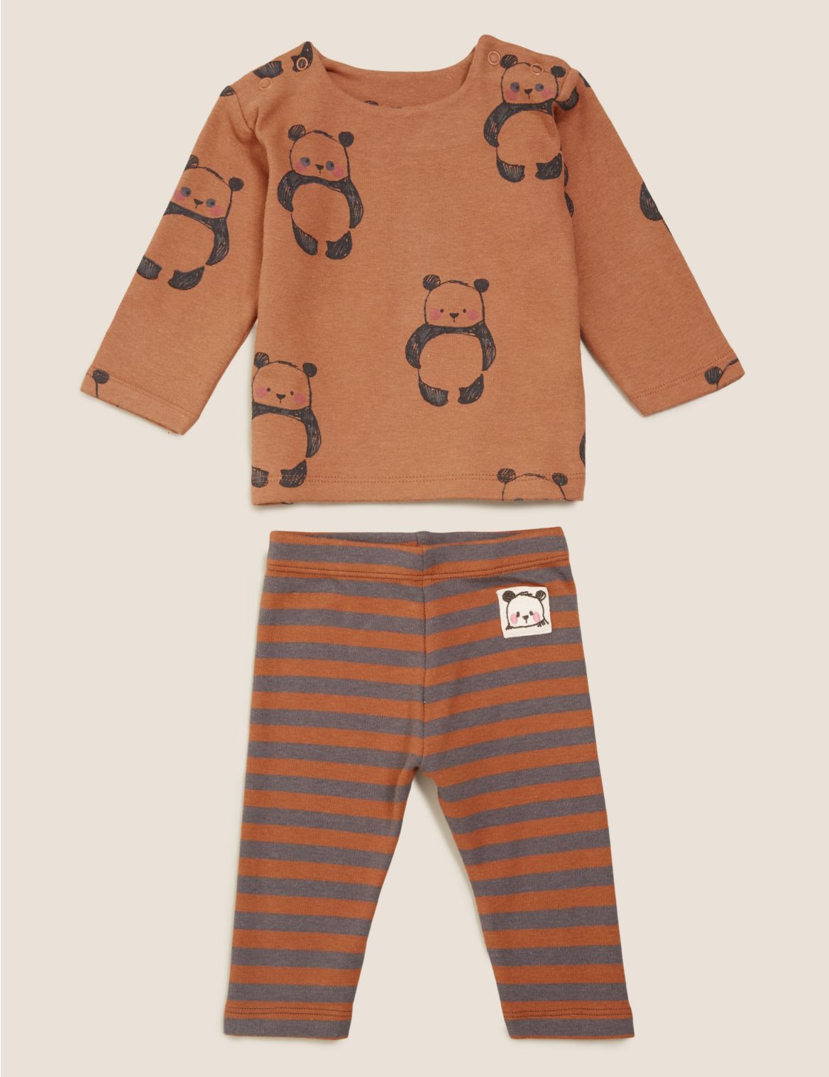 2pc Cotton Panda Outfit (0-3 Yrs) brown