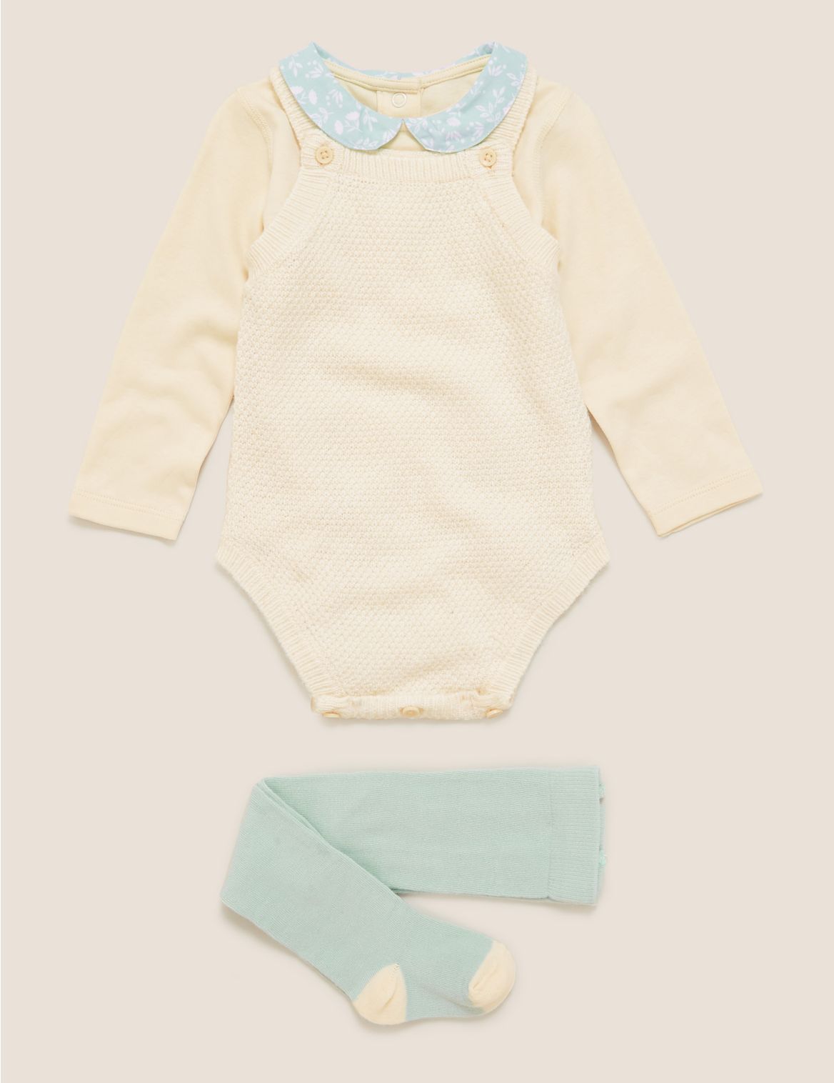 3pc Cotton Knitted Outfit (0-3 Yrs) cream