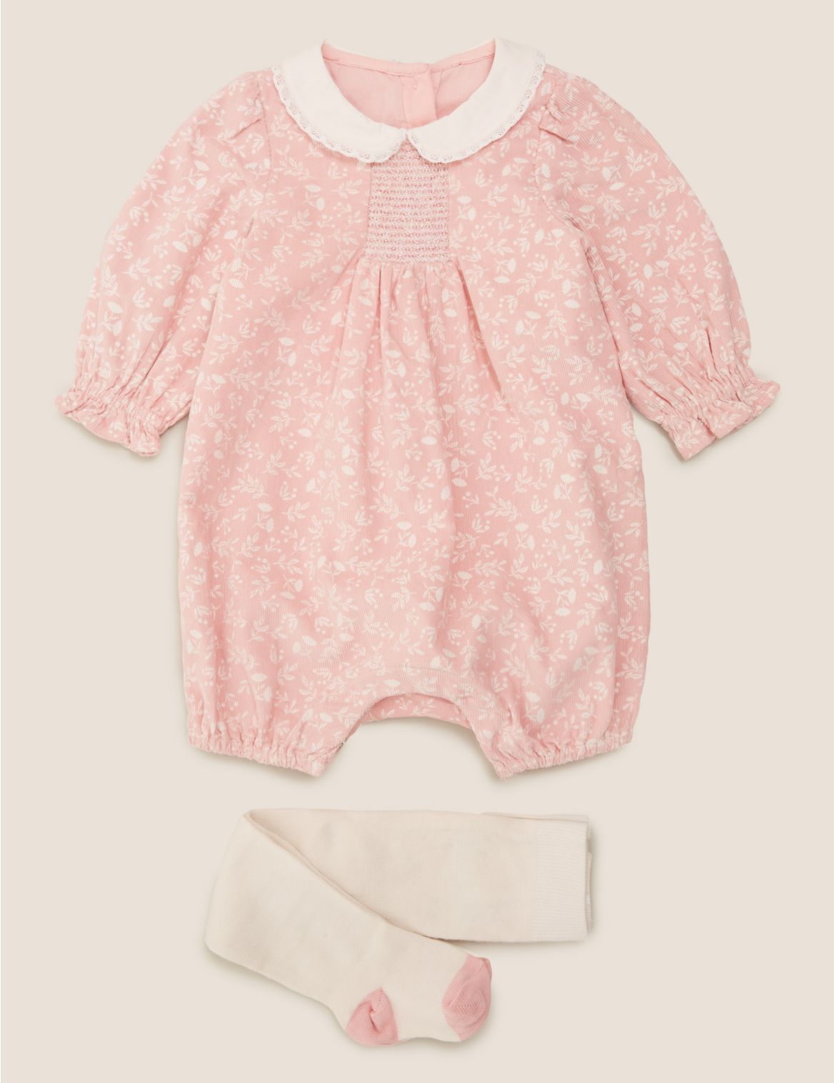 2pc Cotton Floral Romper Outfit (0-3 Yrs) pink