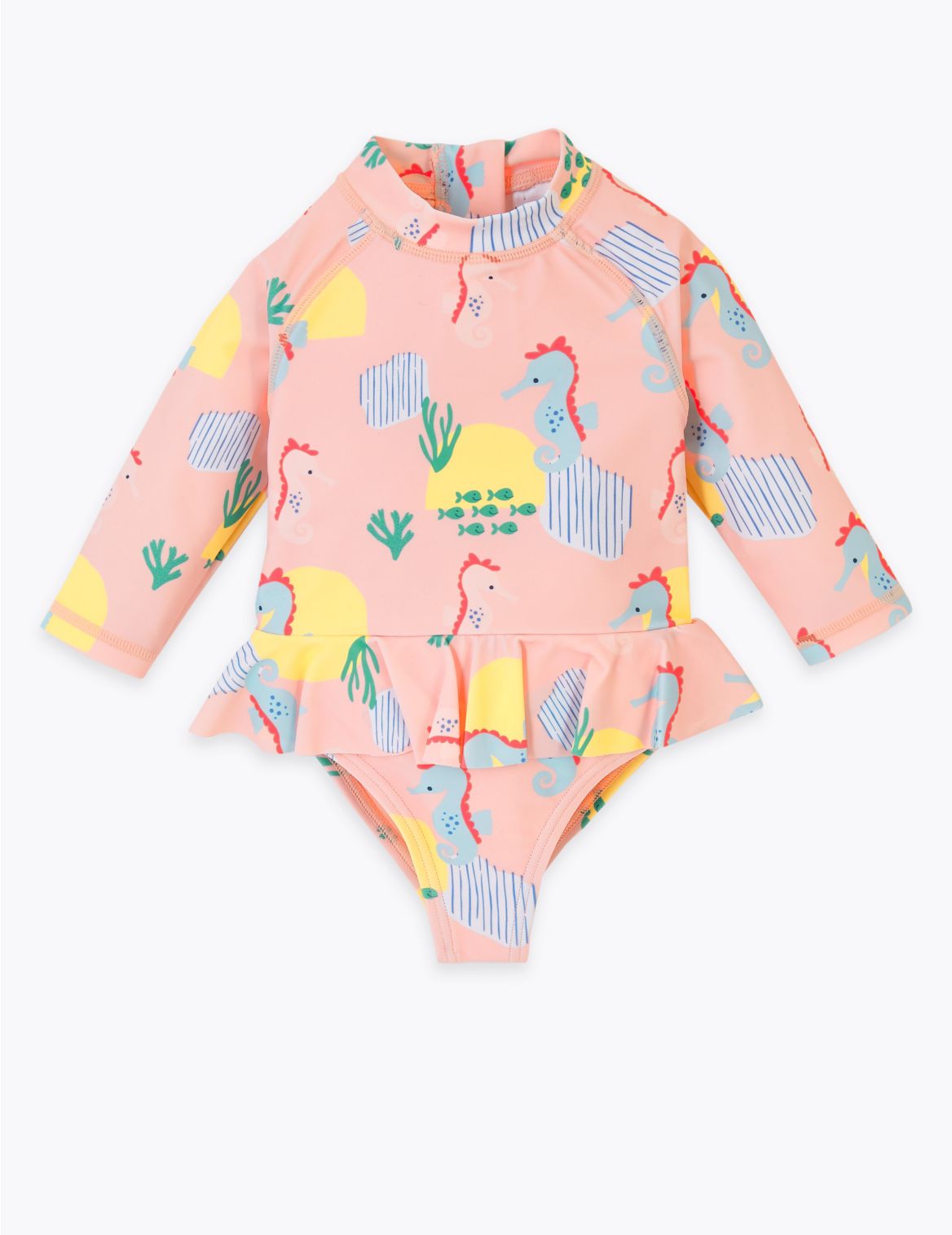 Seahorse Long Sleeve Swimsuit (0-3 Yrs) pink