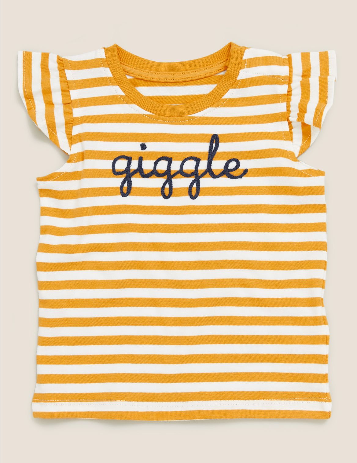Pure Cotton Giggle Slogan Top (0-3 Yrs) yellow