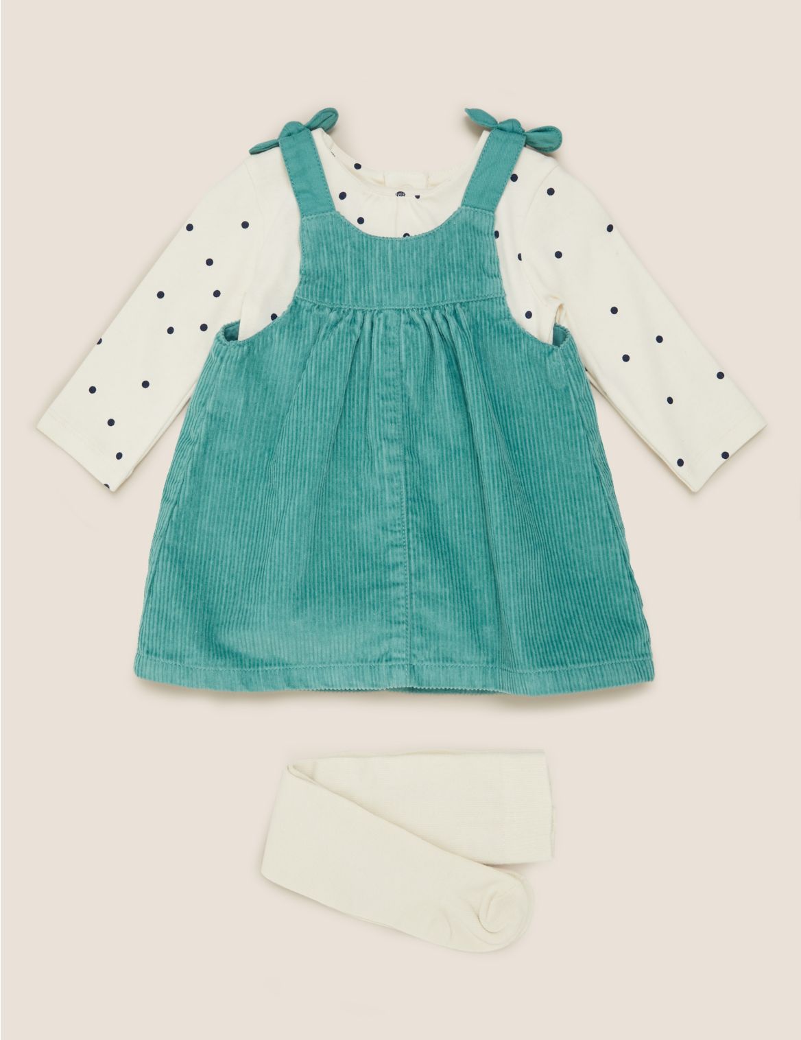 3 Piece Cord Dress Outfit (0-3 Yrs) green
