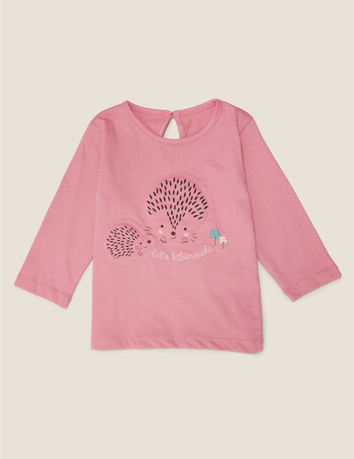 Pure Cotton Hedgehog T-Shirt pink