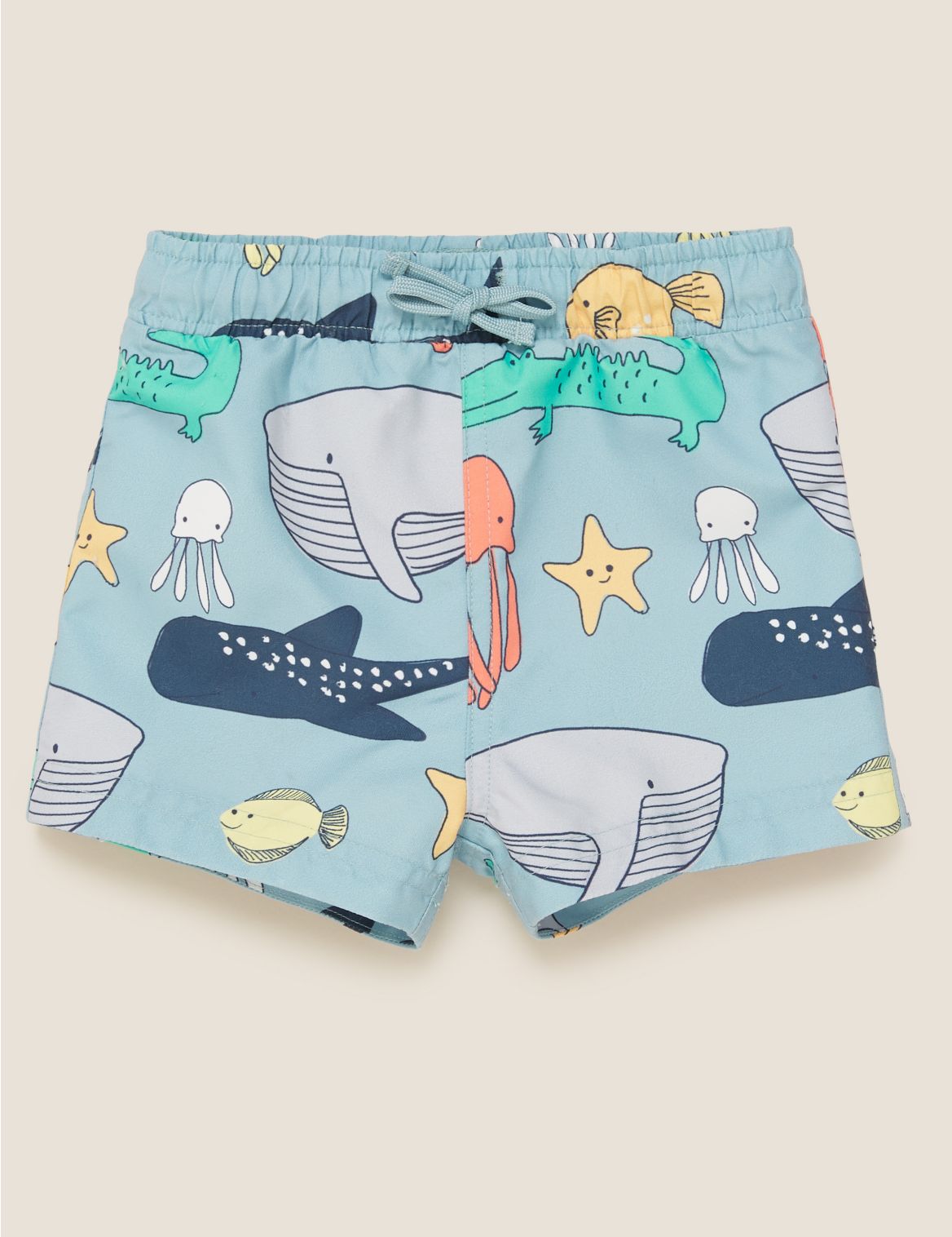Sea Animal Print Woven Swim Shorts (0-3 Yrs) blue