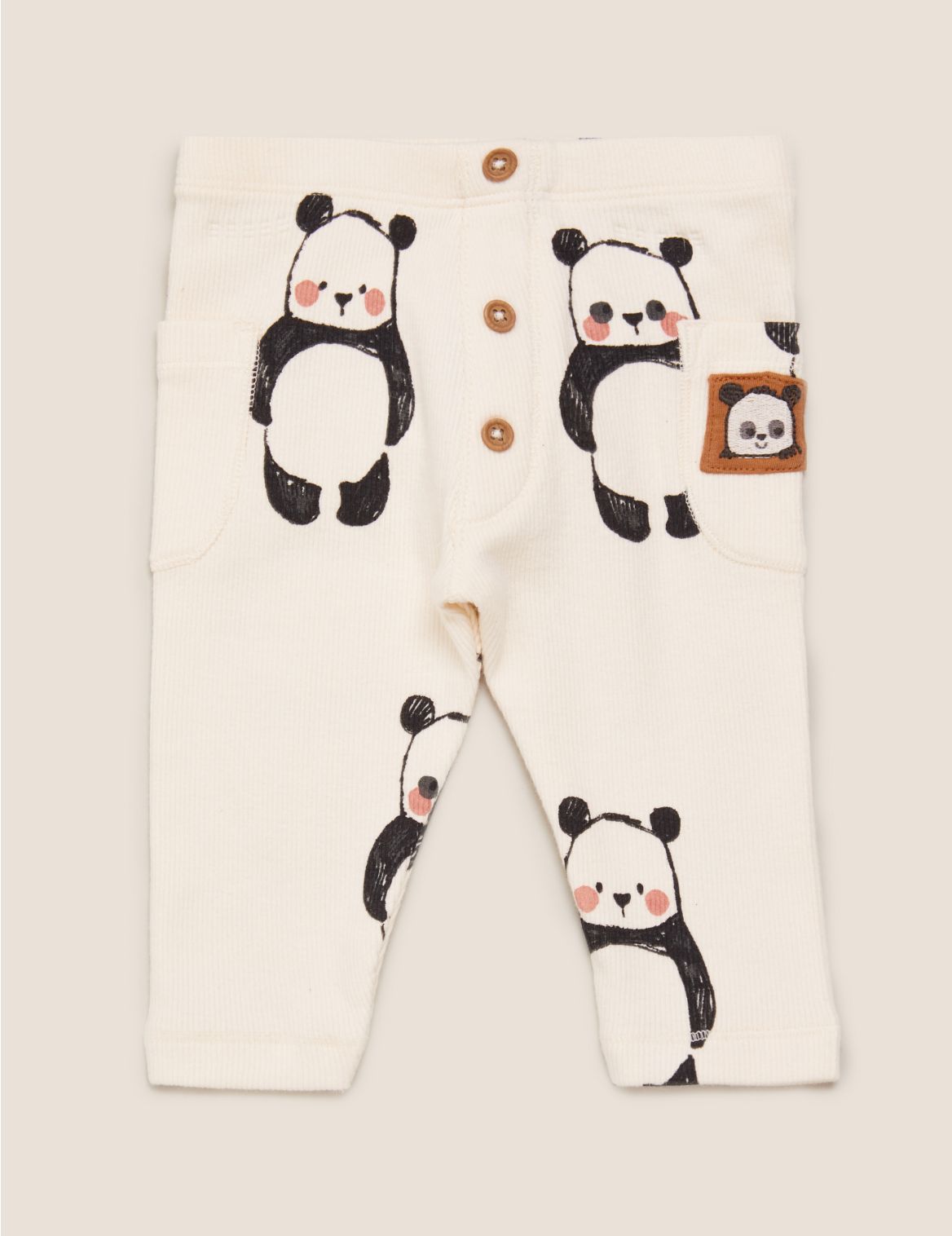 Cotton Panda Print Leggings (0-3 Yrs) cream