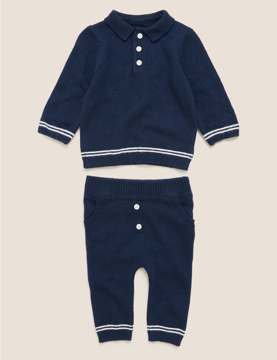 2pc Cotton Knitted Outfit (0-3 Yrs) blue