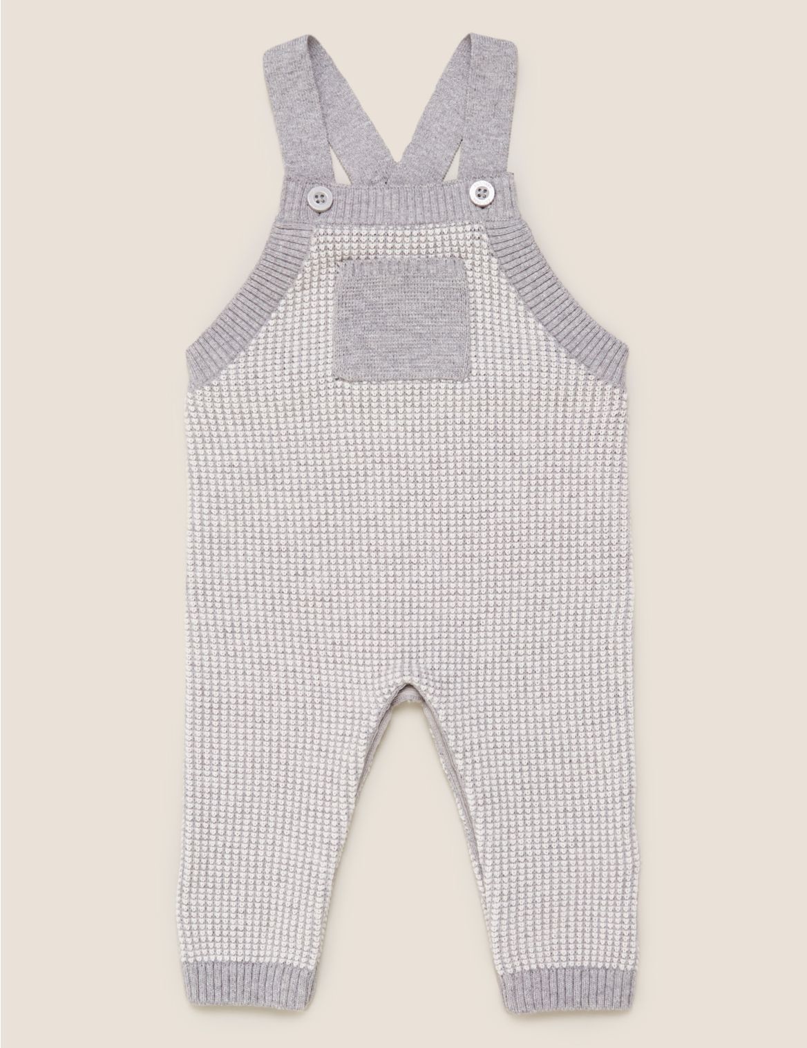 Pure Cotton Knitted Dungarees (0-3 Yrs) grey