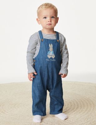 M&S Boy's 2pc Pure Cotton Peter Rabbit Outfit (0-3 Yrs) - 12-18 - Denim, Denim