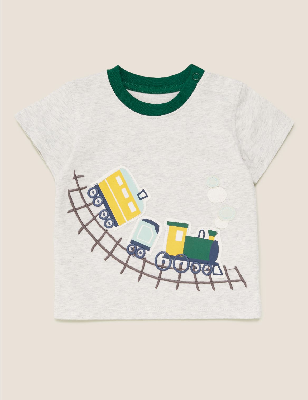 Pure Cotton Train Applique T-Shirt (0-3 Yrs) white
