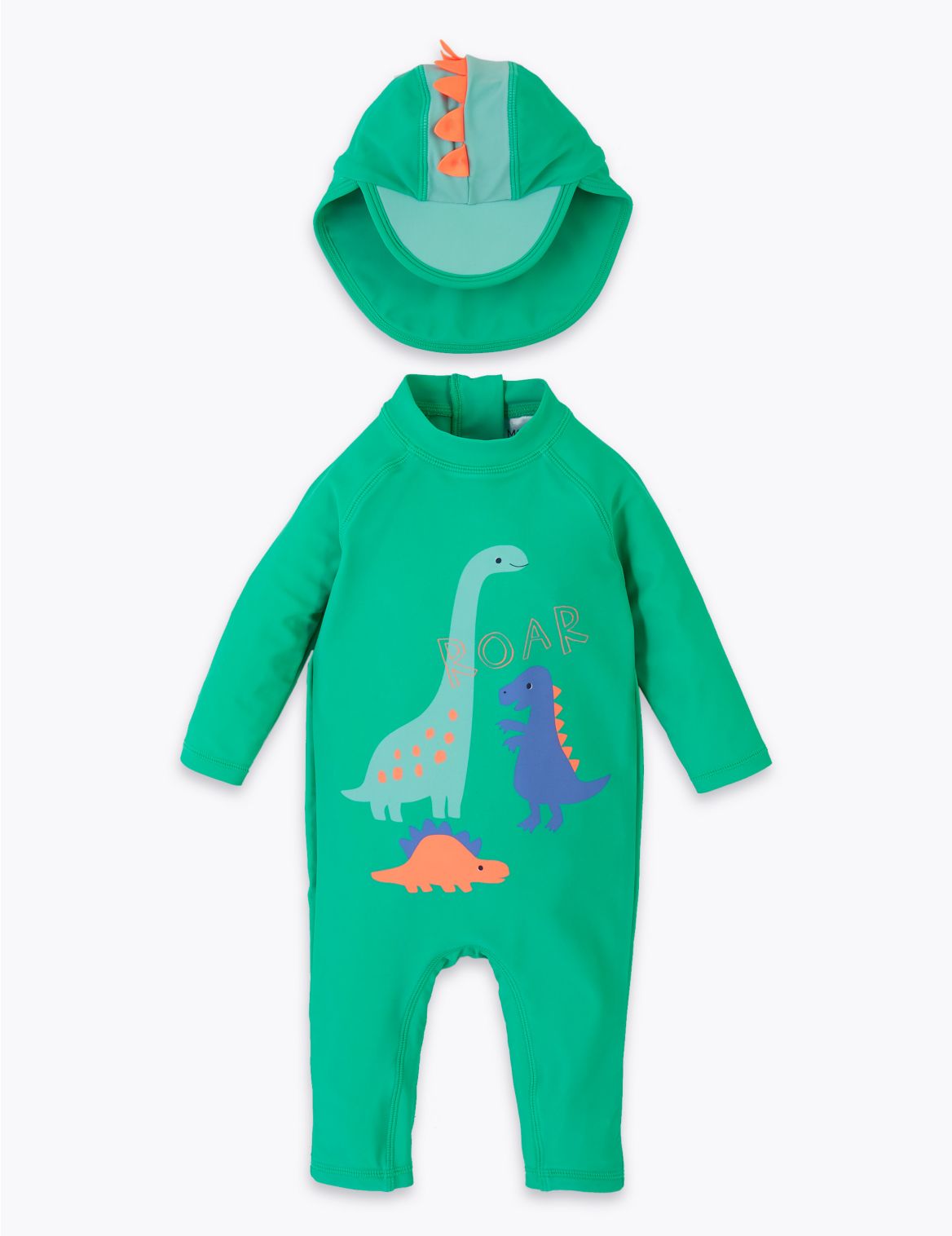 2 Piece Dinosaur Long Sleeve Swimsuit (0-3 Yrs) green
