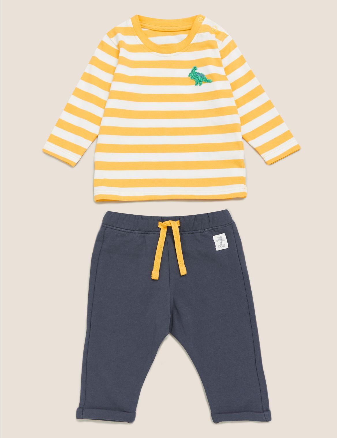 2pc Cotton Stripe Top Outfit (0-3 Yrs) yellow