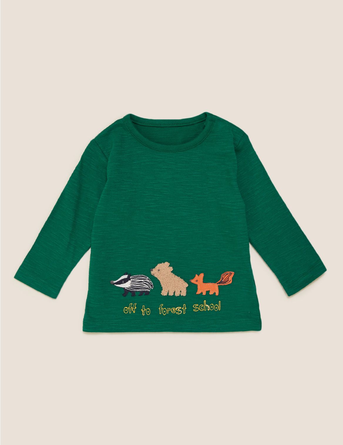 Pure Cotton Forest Animals T-Shirt (0-3 Yrs) green