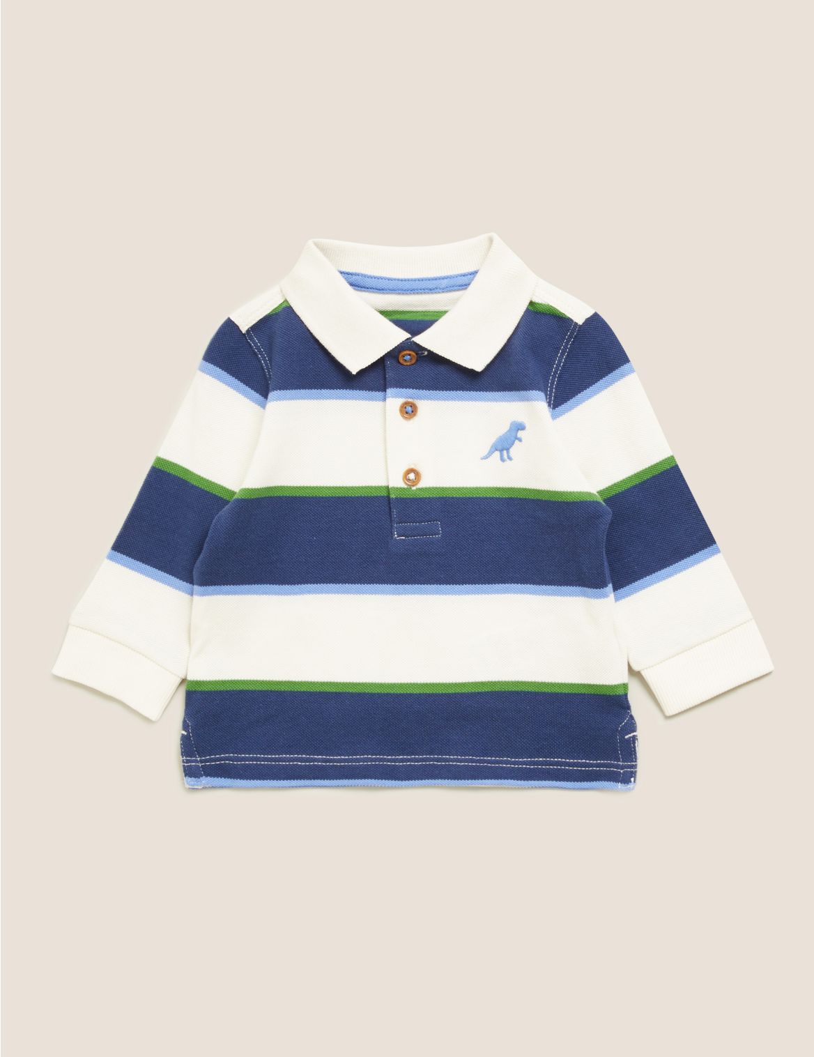 Pure Cotton Striped Polo Shirt (0-3 Yrs) navy