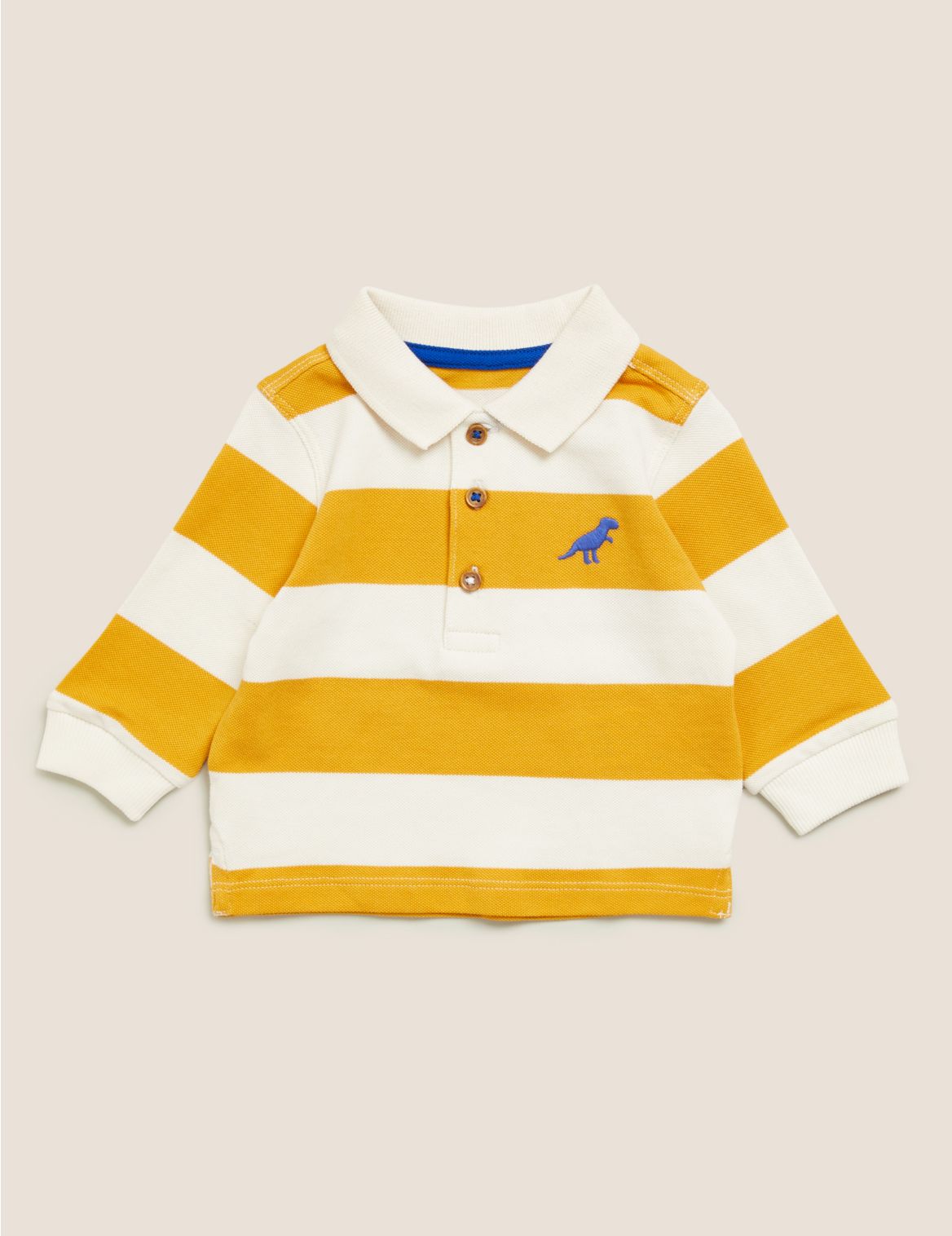 Pure Cotton Striped Polo T-Shirt (0-3 Yrs) yellow