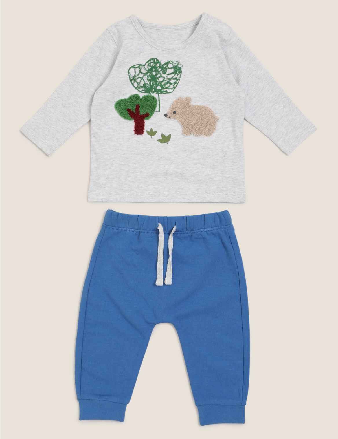 2 Piece Cotton Bear Top & Bottom Outfit (0-3 Yrs) blue