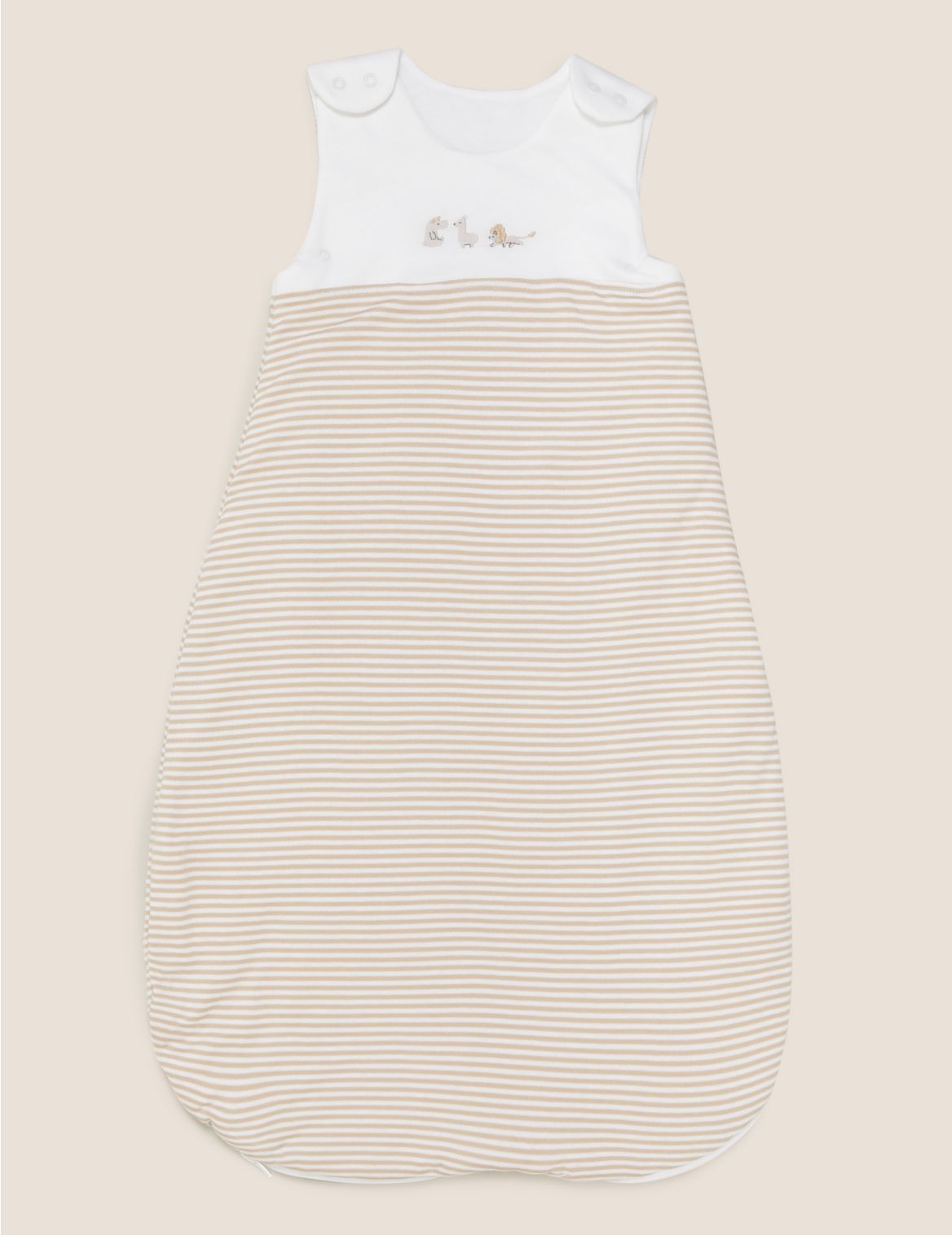 Organic Cotton Striped 1.5 Tog Sleeping Bag (0-36 Mths) beige