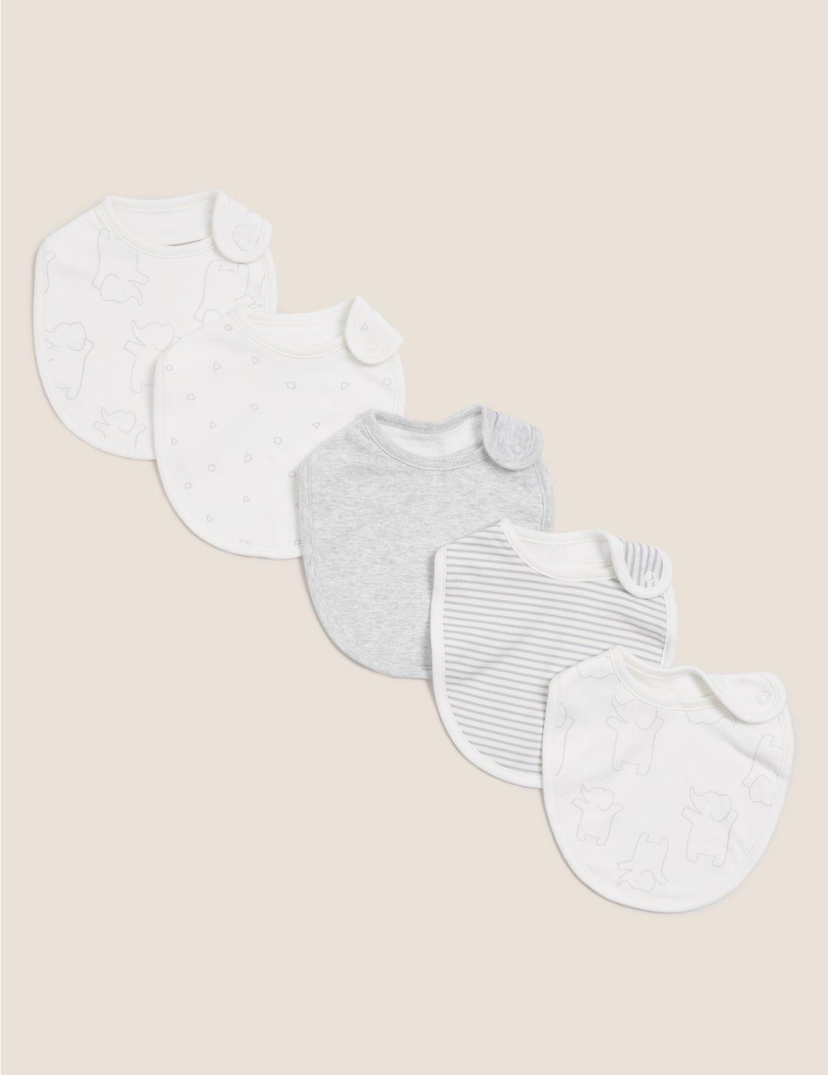 4pk Organic Cotton Printed Dribble Bibs grey