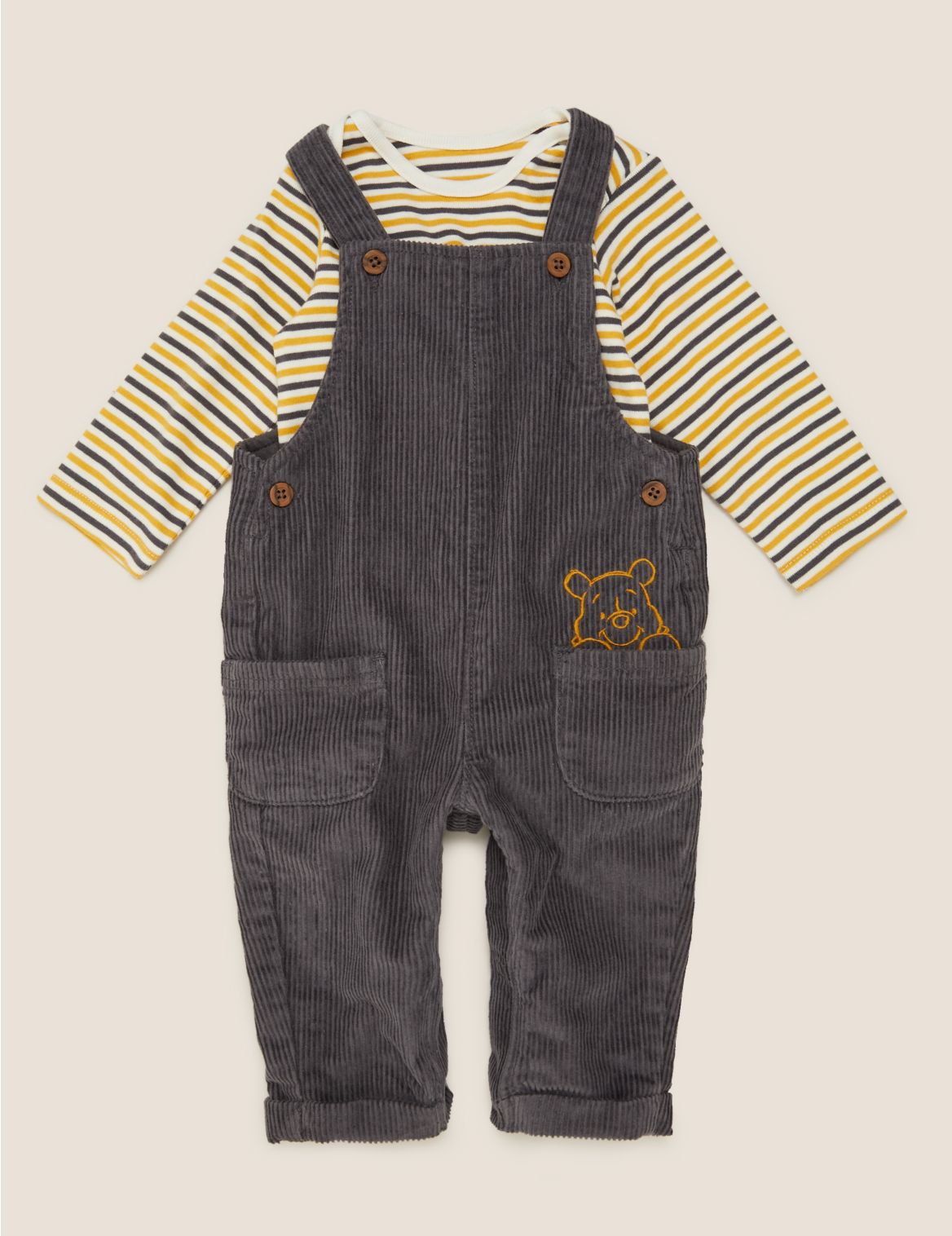 2 Piece Pure Cotton Winnie the Pooh&trade; Outfit (0-3 Yrs) grey