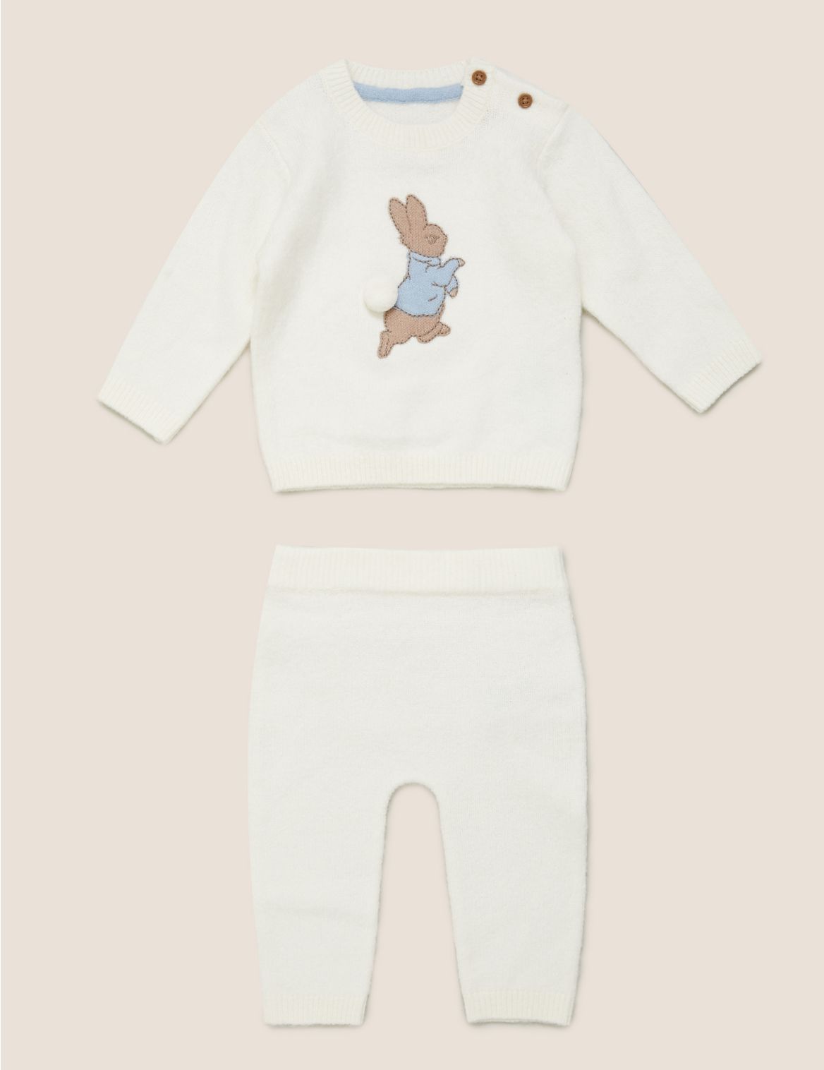 2pc Knitted Peter Rabbit&trade; Outfit (7lbs - 3 Yrs) cream