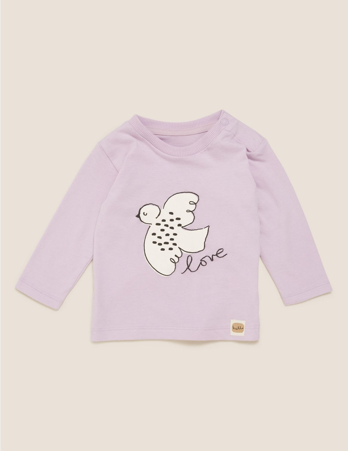 Pure Cotton Bird Print T-Shirt (0-3 Yrs) purple