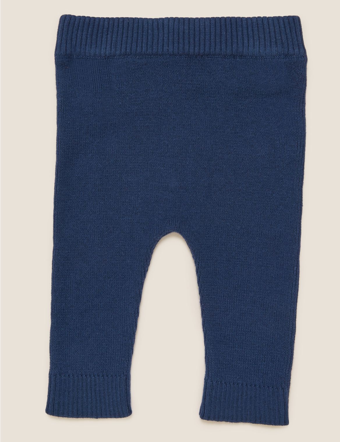 Pure Cotton Knitted Leggings (0-3 Yrs) navy