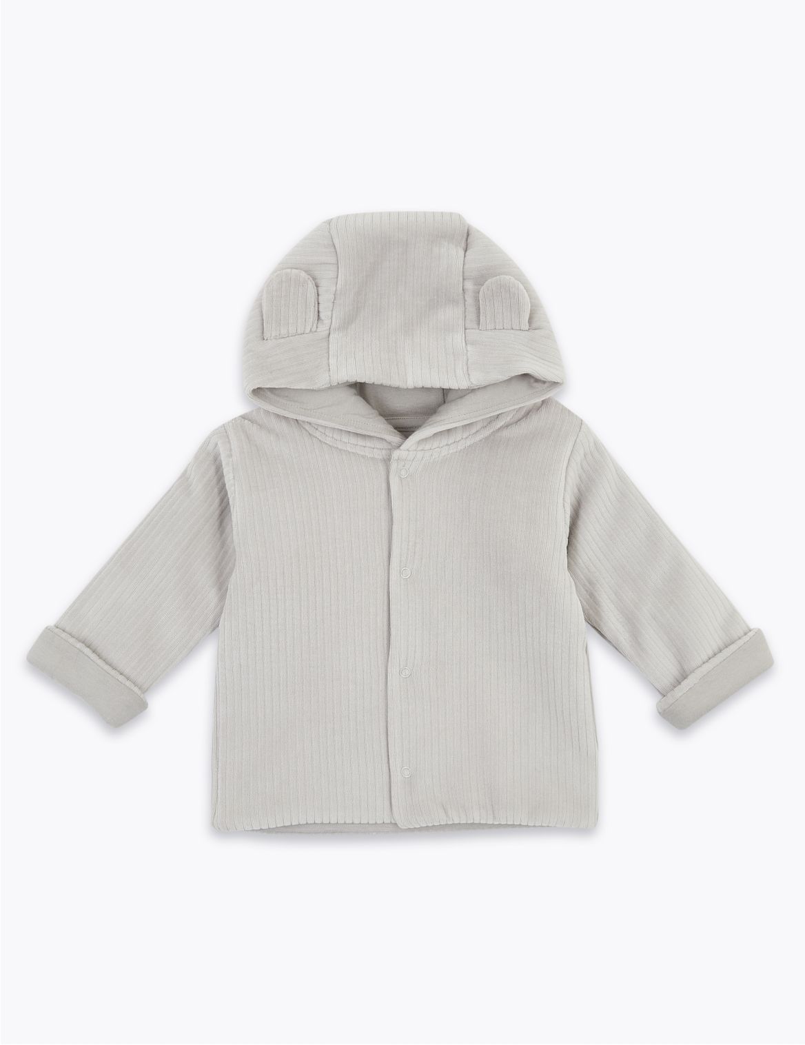 Cotton Velour Hooded Jacket (0-12 Mths) silver