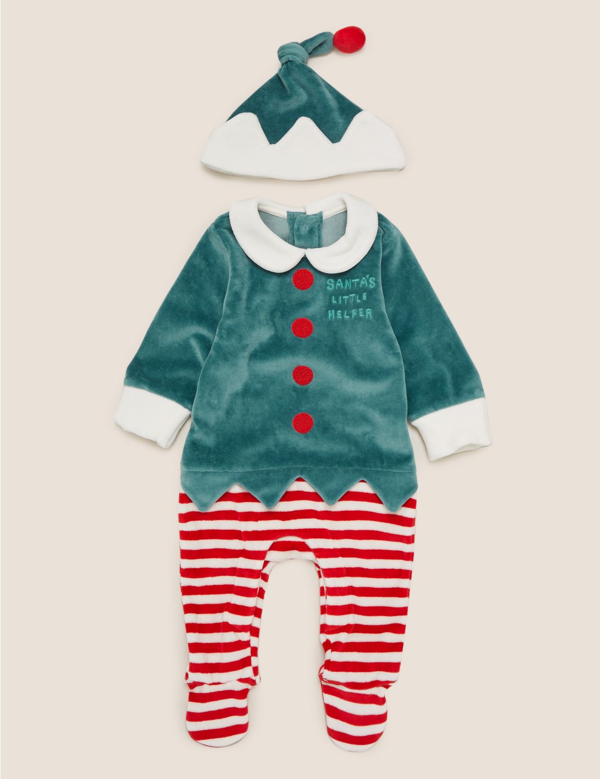 2 Piece Cotton Elf Christmas Outfit (0-3 Yrs) green