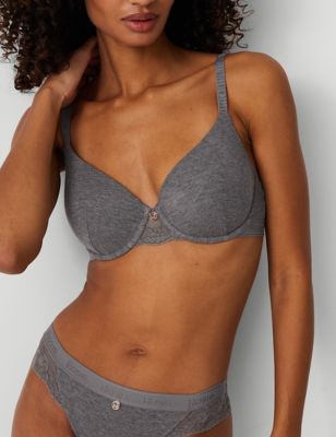 Rosie Womens Lounge Lace Wired Full Cup Bra A-E - 32C - Grey Marl, Grey Marl