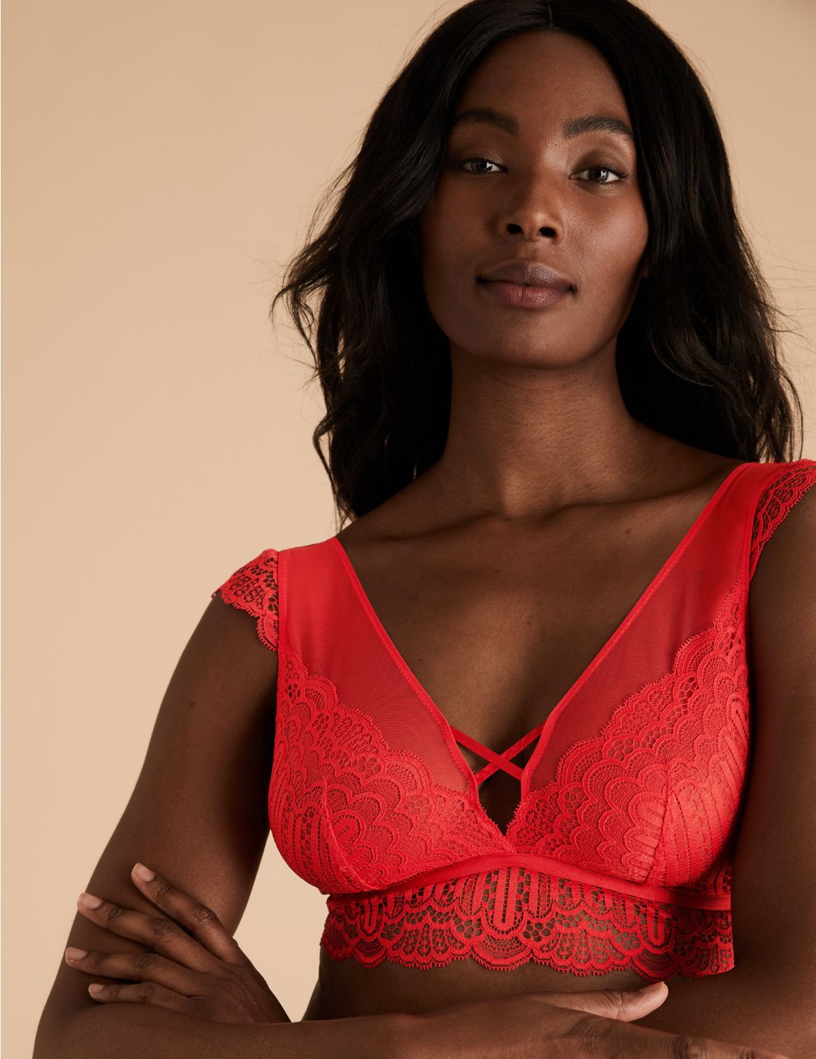 Seductive Lace Non Padded Bralette red