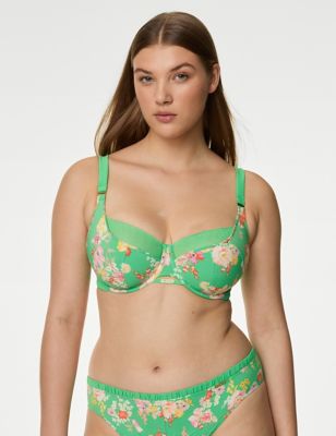 M&S X Ghost Womens Annie Print Wired Full Cup Bra (F-H) - 36H - Green Mix, Green Mix