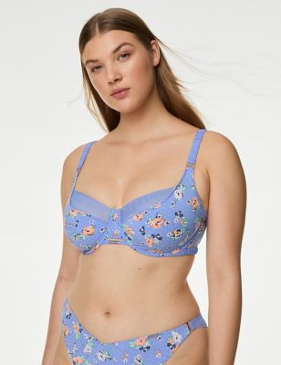M&S X Ghost Womens Marie Print Wired Full Cup Bra (F-H) - 34H - Lupin, Lupin