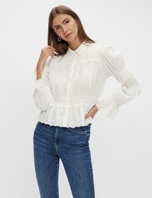 M&S Y.A.S Womens Pure Cotton Embroidered Shirt