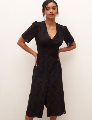 Cotton Rich Velvet Floral Midi Shirt Dress | Finery London | M&S