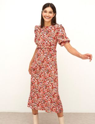 M&S Nobody'S Child Womens Floral Frill Detail Midaxi Tea Dress