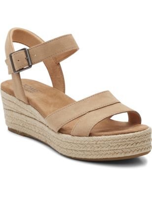 Toms Womens Suede Ankle Strap Wedge Sandals - 4.5 - Natural, Natural
