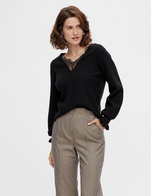 M&S Y.A.S Womens V-Neck Long Sleeve Top