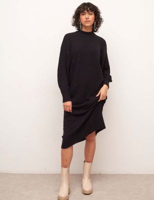 M&S Nobody'S Child Womens Knitted Funnel Neck Midi Jumper Dress
