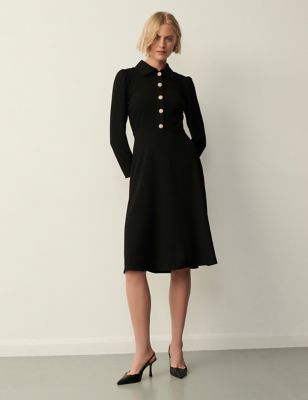 Finery London Womens Button Front Midi Shirt Dress - 20 - Black, Black