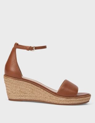 M&S Hobbs Womens Leather Ankle Strap Wedge Espadrilles