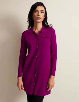 Phase Eight Womens Knitted Mini Shirt Dress - 14 - Purple, Purple