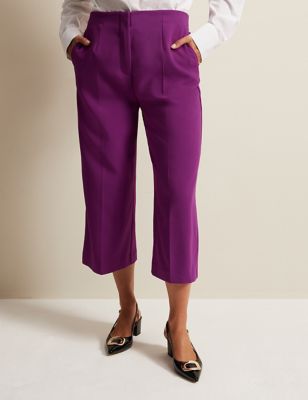 Phase Eight Womens Crepe Wide Leg Culottes - 8 - Purple, Purple,Camel