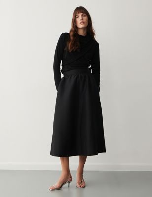 Finery London Womens Midi A-Line Skirt - 10 - Black, Black