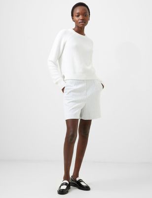 French Connection Womens Pinstripe Shorts - 6 - White Mix, White Mix