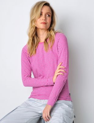 Burgs Womens Pure Cotton Striped T-Shirt - 12 - Pink Mix, Pink Mix