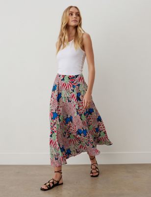 Finery London Womens Floral Midi A-Line Skirt - 16 - Multi, Multi