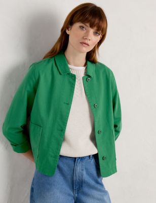 Seasalt Cornwall Womens Linen Rich Collared Jacket - 18REG - Green, Green