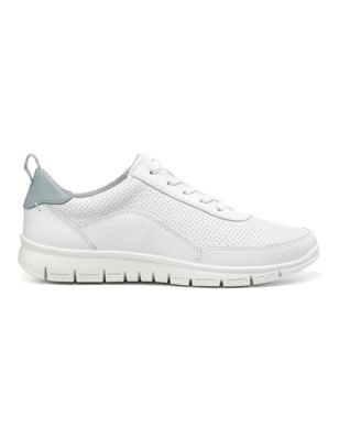 Hotter Womens Gravity II Suede Lace Up Trainers - 3 - White Mix, White Mix,Ivory,Teal Green