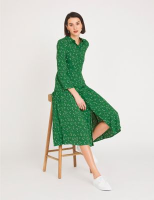 M&S Finery London Womens Floral Button Through Midi Shirt Dress