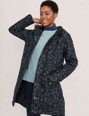 Seasalt Cornwall Womens Cotton Rich Hooded Longline Raincoat - 14 - Navy, Navy