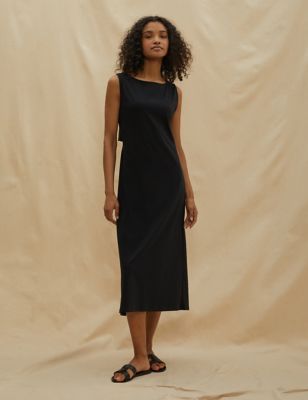 Albaray Women's Organic Cotton Midaxi T-Shirt Dress - 16 - Black, Black